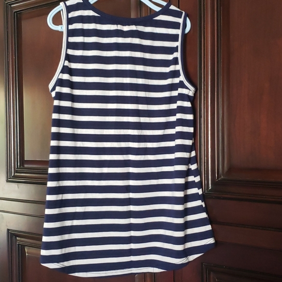 Blue and white striped tank-top with lace pocket - Picture 2 of 6